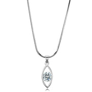 LO4157 - Rhodium Brass Chain Pendant with AAA Grade CZ  in Clear-0