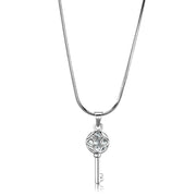 LO4158 - Rhodium Brass Chain Pendant with AAA Grade CZ  in Clear-0