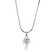 LO4161 - Rhodium Brass Chain Pendant with AAA Grade CZ  in Clear-0