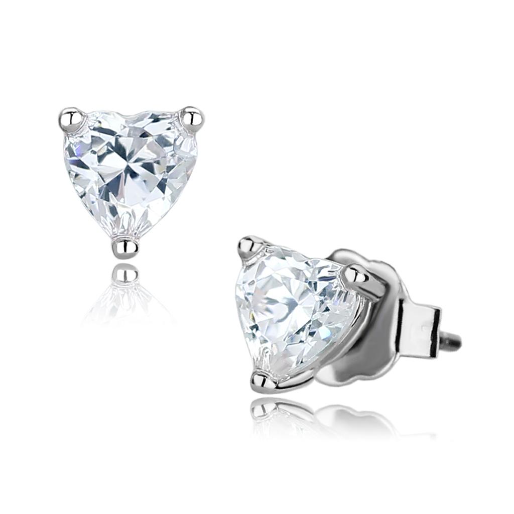 LO4170 - Rhodium Brass Earrings with AAA Grade CZ  in Clear-0