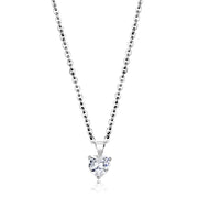 LO4171-16+2 - Rhodium Brass Chain Pendant with AAA Grade CZ  in Clear-0