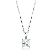 LO4174 - Rhodium Brass Chain Pendant with AAA Grade CZ  in Clear-0