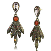 LO4180 - Antique Copper Brass Earrings with Synthetic Synthetic Glass in Champagne-0
