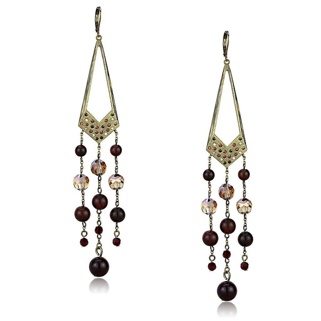 LO4186 - Antique Copper Brass Earrings with Assorted  in Multi Color-0