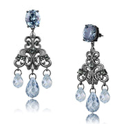 LO4188 - TIN Cobalt Black Brass Earrings with AAA Grade CZ  in Sea Blue-0