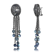 LO4199 - TIN Cobalt Black Brass Earrings with AAA Grade CZ  in Clear-0