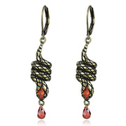 LO4205 - Antique Copper Brass Earrings with AAA Grade CZ  in Garnet-0