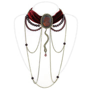 LO4212 - Antique Copper Brass Necklace with Synthetic Synthetic Stone in Smoked Quartz-0