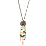 LO4215 - Antique Copper Brass Chain Pendant with Synthetic Onyx in Garnet-0