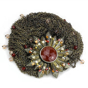 LO4224 - Antique Copper Brass Bracelet with Synthetic Onyx in Garnet-0