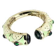 LO4267 - Gold Brass Bangle with Synthetic  in Emerald-0