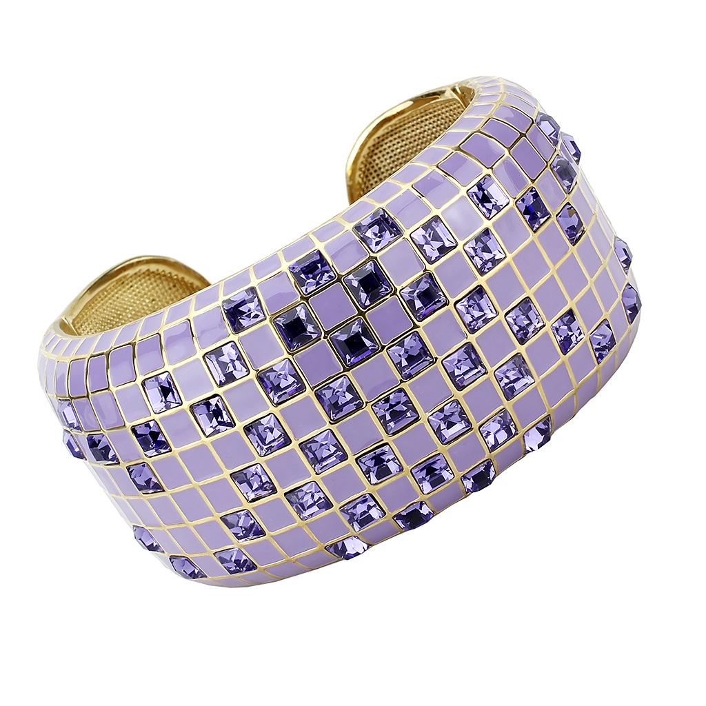 LO4271 - Gold Brass Bangle with Top Grade Crystal  in Tanzanite-0
