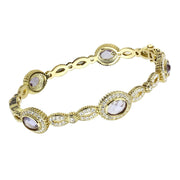 LO4273 - Gold Brass Bangle with Synthetic  in Light Amethyst-0