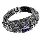 LO4275 - TIN Cobalt Black Brass Bangle with AAA Grade CZ  in Tanzanite-0