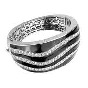 LO4278 - Rhodium Brass Bangle with Top Grade Crystal  in Clear-0
