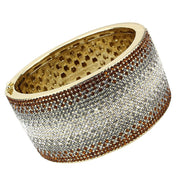 LO4280 - Gold Brass Bangle with Top Grade Crystal  in Multi Color-0