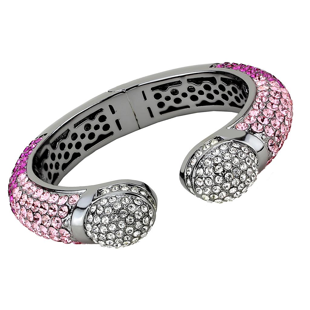 LO4293 - TIN Cobalt Black Brass Bangle with Top Grade Crystal  in Multi Color-0