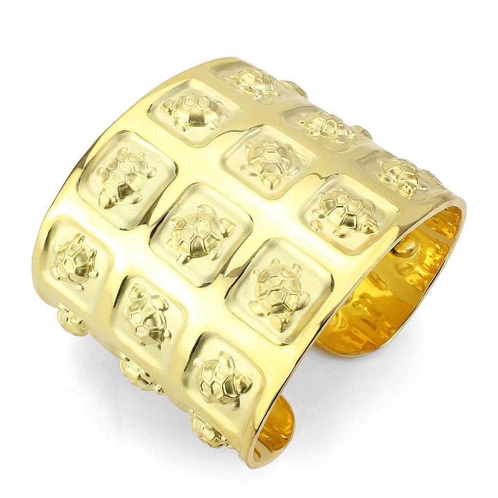 LO4297 - Matte Gold & Gold Brass Bangle with No Stone-0