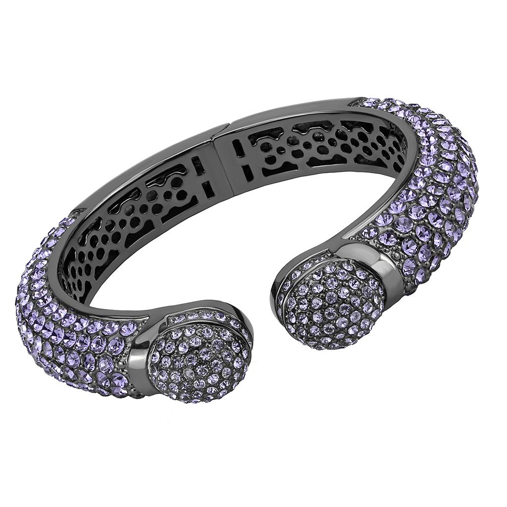 LO4312 - TIN Cobalt Black Brass Bangle with Top Grade Crystal  in Tanzanite-0