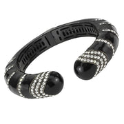 LO4324 - TIN Cobalt Black Brass Bangle with Top Grade Crystal  in Clear-0