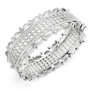 LO4346 - Rhodium Brass Bangle with Top Grade Crystal  in Clear-0