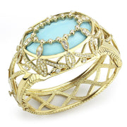 LO4348 - Gold Brass Bangle with Synthetic  in Sea Blue-0