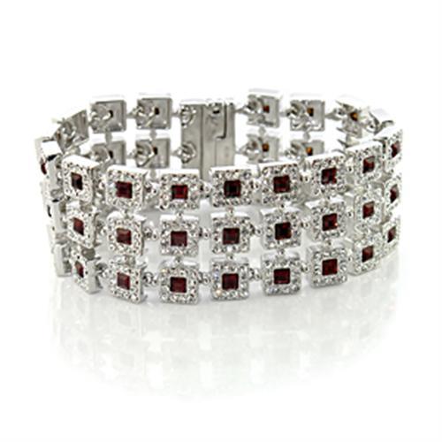 LO444 - Rhodium Brass Bracelet with Top Grade Crystal  in Siam-0