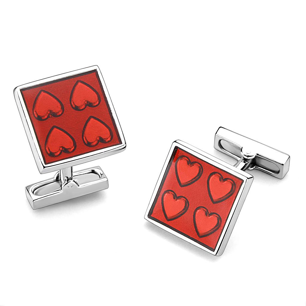 LO445 - Rhodium Brass Cufflink with No Stone-0