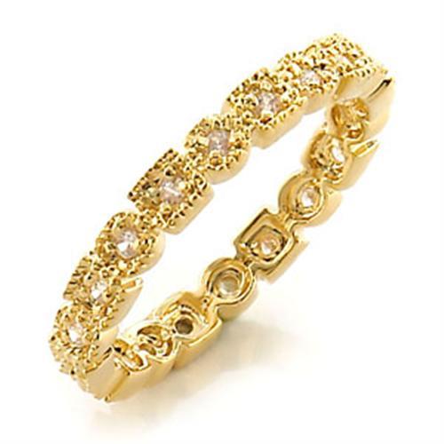 LO450 - Gold Brass Ring with AAA Grade CZ  in Clear-0