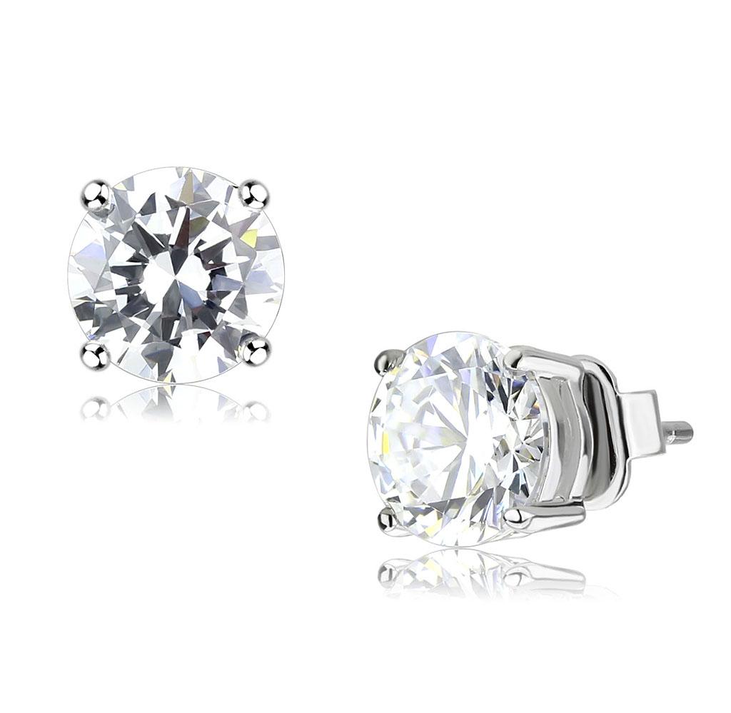 LO4632 - Rhodium Brass Earrings with AAA Grade CZ  in Clear-0