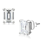 LO4633 - Rhodium Brass Earrings with Cubic  in Clear-0