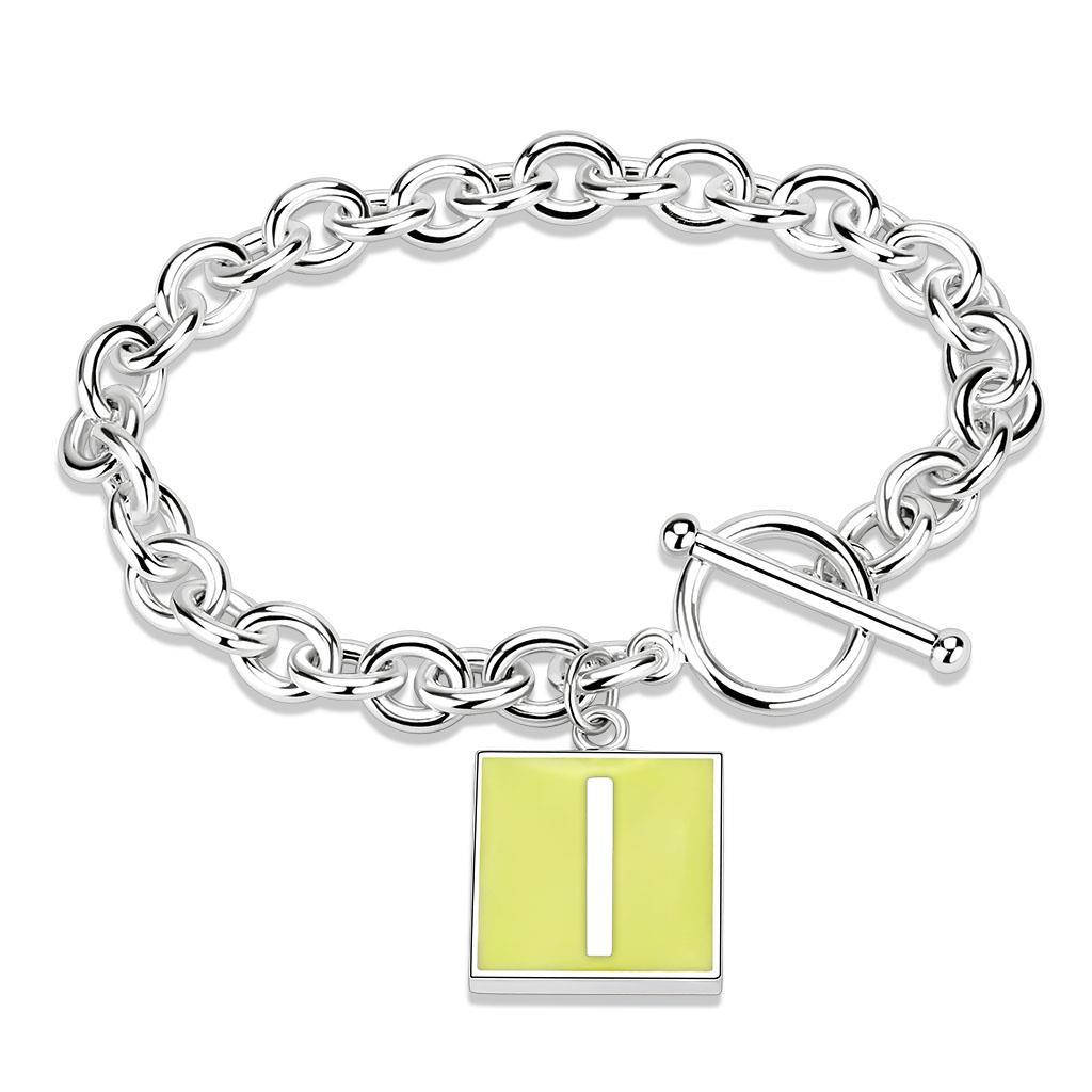 LO4636 - High-Polished Brass Bracelet with Epoxy  in Emerald-0