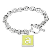 LO4637 - High-Polished Brass Bracelet with Epoxy  in Emerald-0