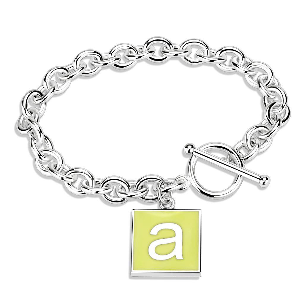 LO4637 - High-Polished Brass Bracelet with Epoxy  in Emerald-0
