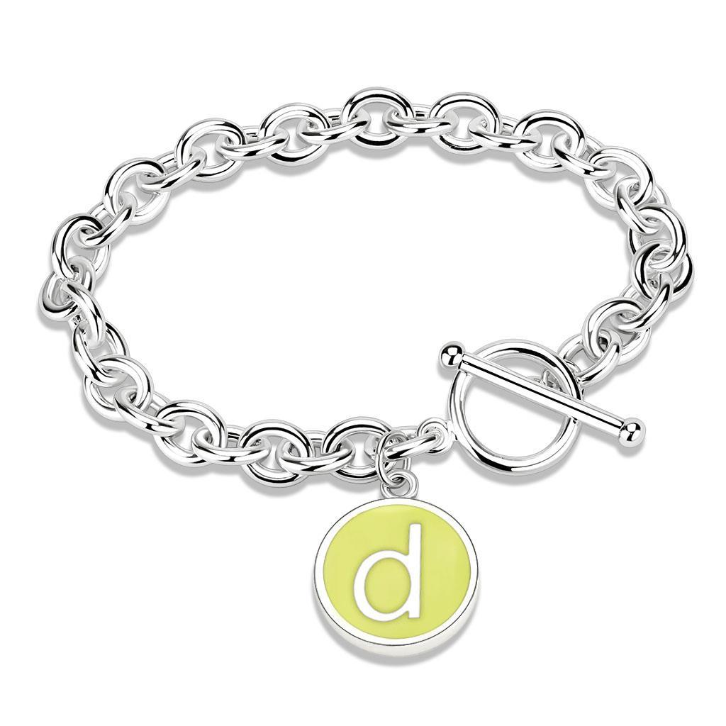 LO4651 - High-Polished Brass Bracelet with Epoxy  in Emerald-0