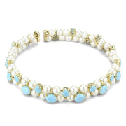 LO4661 - Gold Brass Necklace with Synthetic Glass Bead in White-0