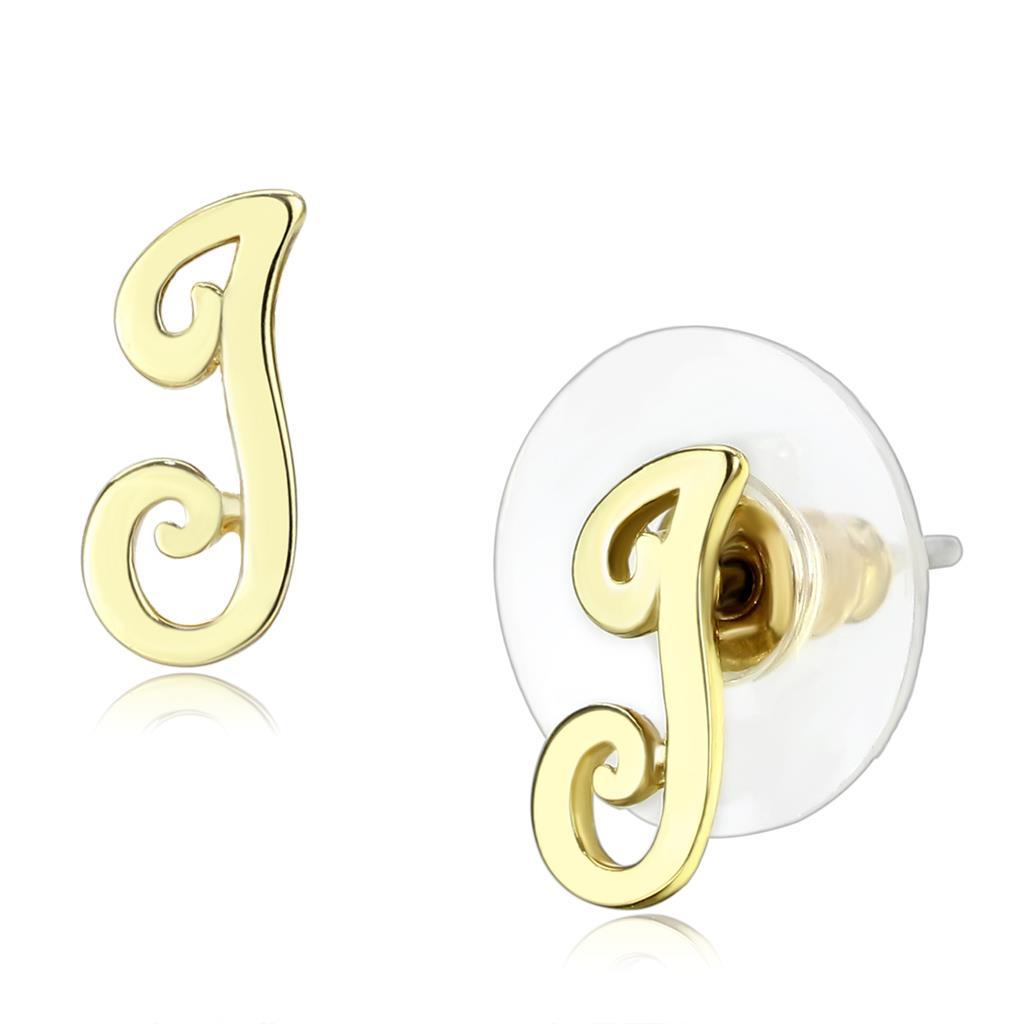 LO4668 - Flash Gold Brass Earrings with No Stone-0