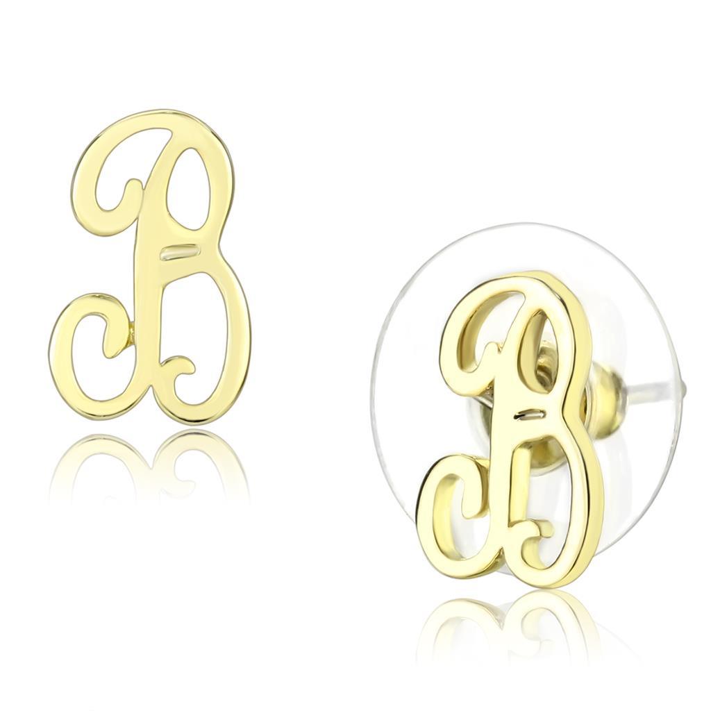 LO4669 - Flash Gold Brass Earrings with No Stone-0