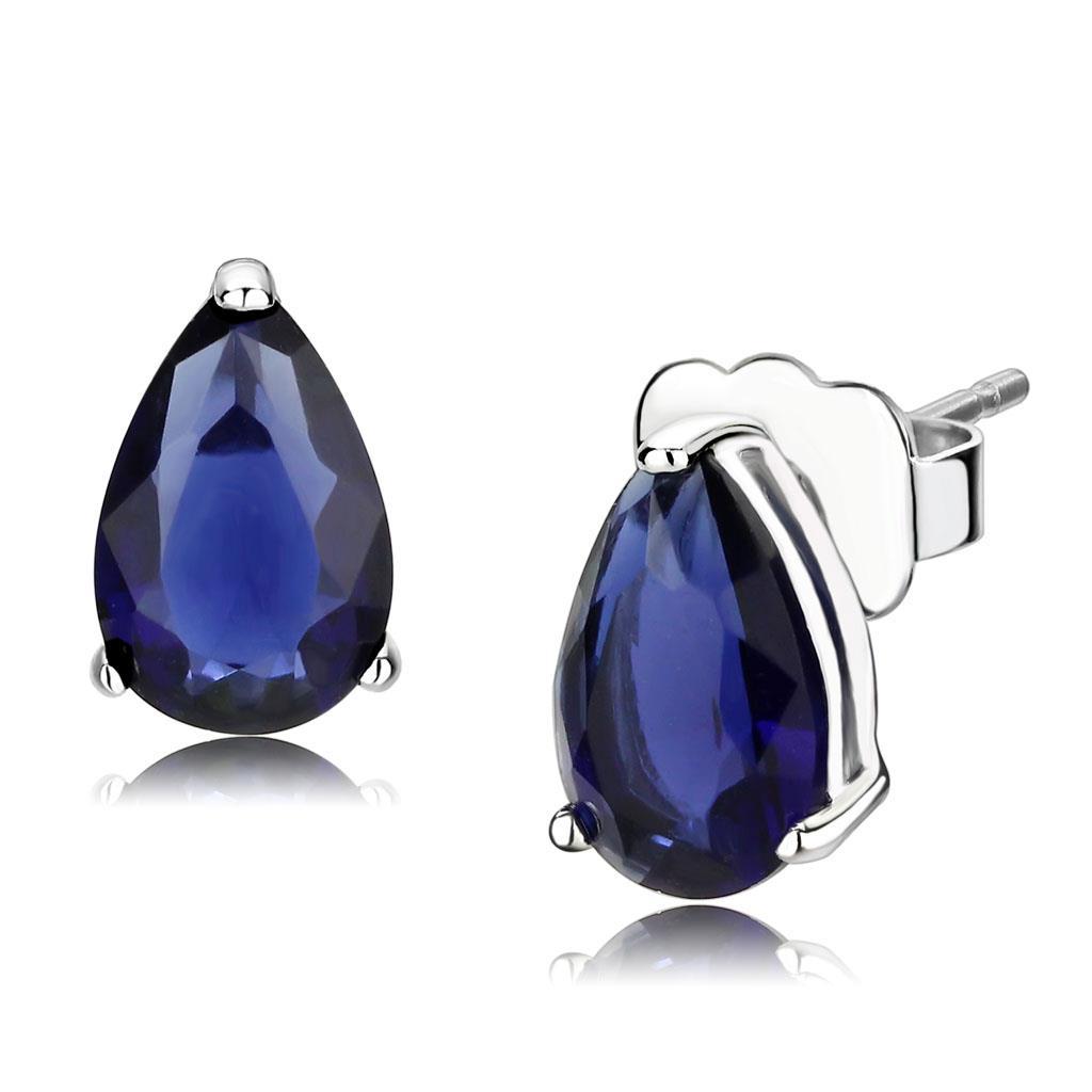 LO4672 - Rhodium 925 Sterling Silver Earrings with AAA Grade CZ  in Clear-0
