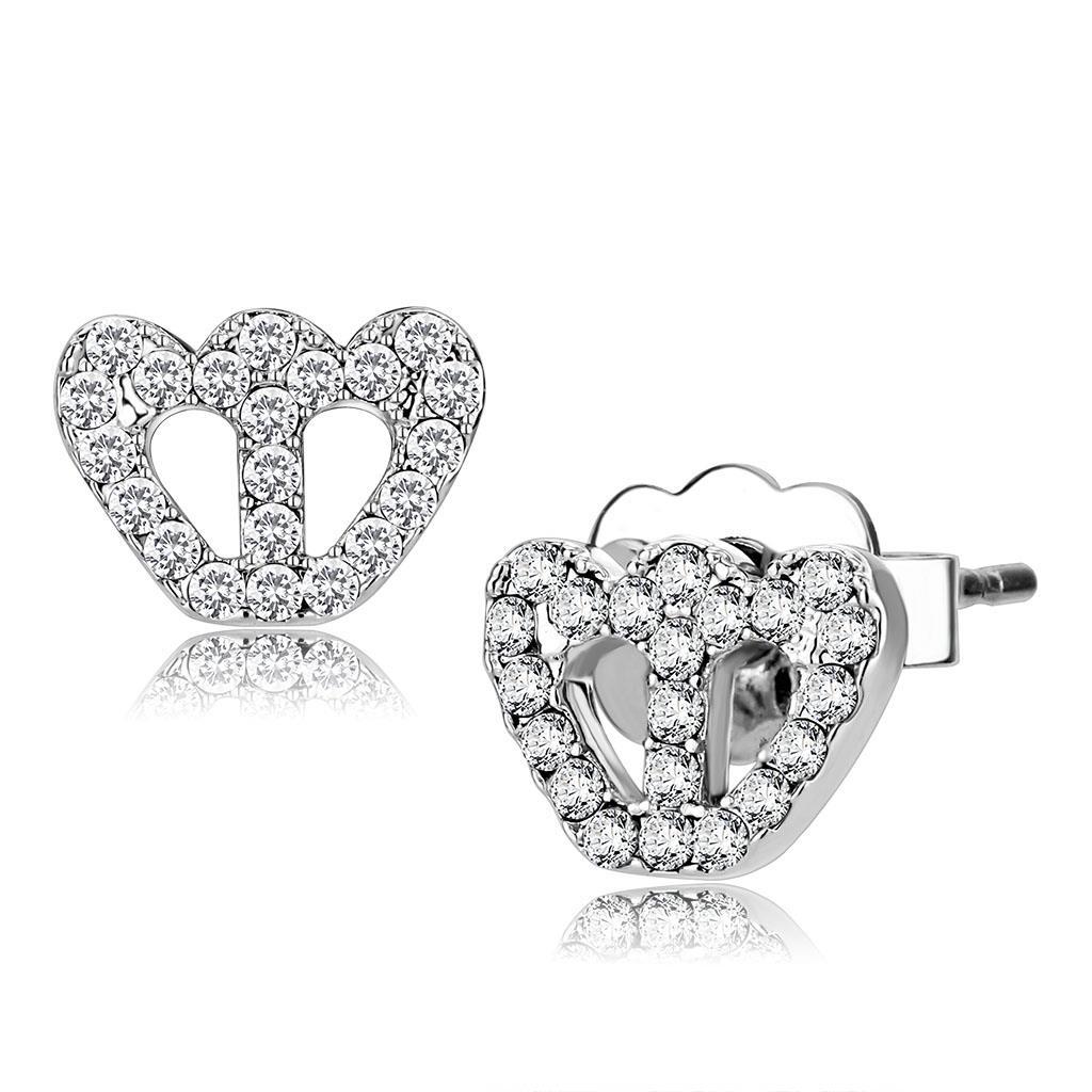 LO4673 - Rhodium Brass Earrings with Top Grade Crystal  in Clear-0
