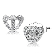 LO4673 - Rhodium Brass Earrings with Top Grade Crystal  in Clear-0