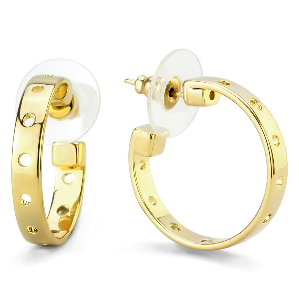 LO4681 - Gold Brass Earrings with No Stone-0