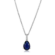 LO4683 - Rhodium Brass Chain Pendant with Synthetic  in Montana-0