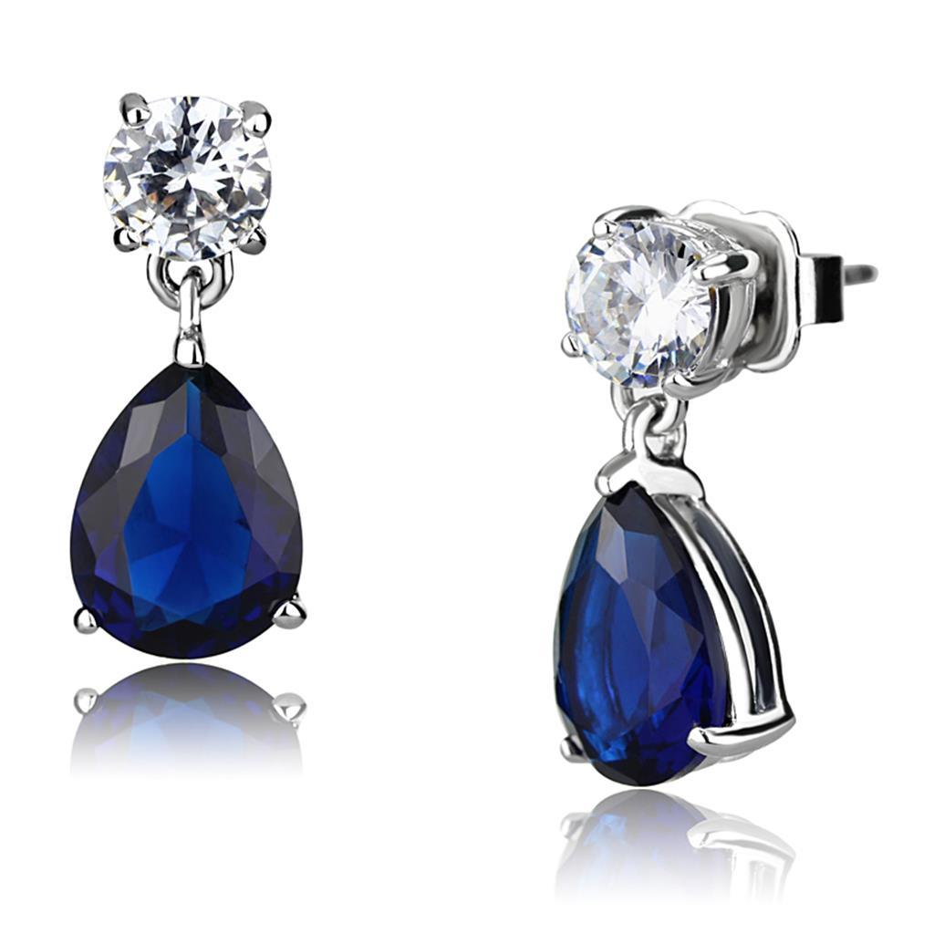 LO4684 - Rhodium Brass Earrings with Synthetic Synthetic Glass in Montana-0