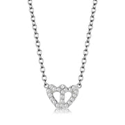LO4694 - Rhodium Brass Necklace with Top Grade Crystal  in Clear-0