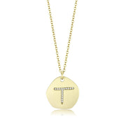 LO4698 - Gold & Brush Brass Chain Pendant with Top Grade Crystal  in Clear-0