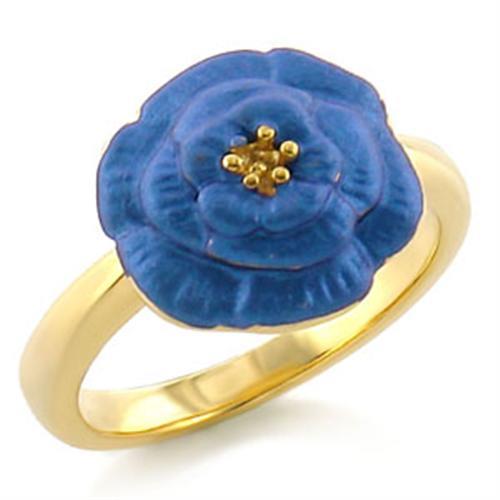 LO469 - Gold White Metal Ring with No Stone-0