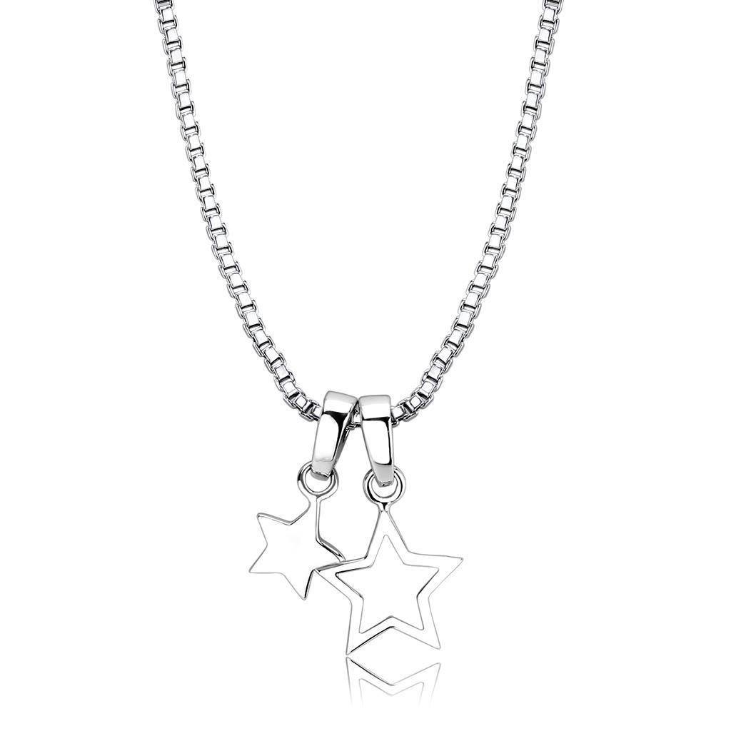 LO4701 - IP rhodium (PVD) Brass Chain Pendant with No Stone-0