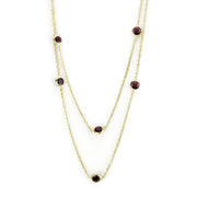 LO4702 - Gold Brass Necklace with AAA Grade CZ  in Garnet-0