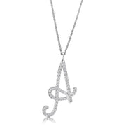 LO4707 - Silver Brass Chain Pendant with Top Grade Crystal  in Clear-0